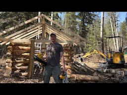 HOT spring day, Building a roof on a log structure