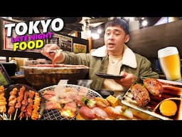Tokyo Late Night Eats! Japanese Street Food Tour After Dark🇯🇵 Sushi, BBQ and Yakiniku
