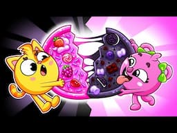 Pink vs Black Pizza Song!💖🖤 Colour Time!🌈Funny Kids Songs 🐱🐨🐰🦁