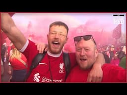 Wild scenes outside Anfield Stadium as Liverpool fans celebrate 20th league title!