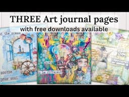 THREE art journal pages using freebies
