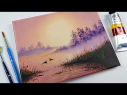 Easy Beginner Landscape Painting Anyone Can Do! STEP by STEP