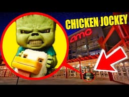DRONE CATCHES CHICKEN JOCKEY AT MOVIE THEATER !! (A MINECRAFT MOVIE)