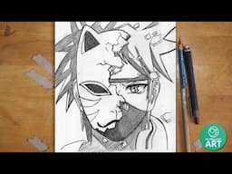How to Draw Kakashi With Broken ANBU Mask – Dark Anime Art Tutorial 🩸
