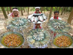 Big Size Golda Chingri Cooking for village people | Doi Golda Chingri recipe | villfood Kitchen
