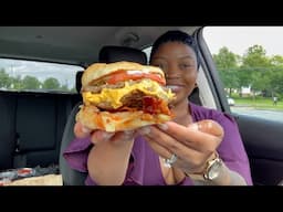 FIVE GUYS DOUBLE BACON CHEESE BURGER MUKBANG!!!!!