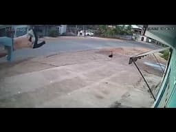 Biker flying