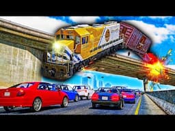 Train DERAILS and CRASHES onto Highway in GTA 5!
