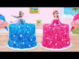 Princess Cake With Elsa Anna❄️Best of Frozen Disney Princess Cake Decorating💗Mini Cakes