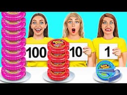 100 खाद्य परतें चुनौती | मजेदार स्थितियां Multi DO Food Challenge