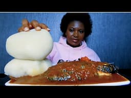 Asmr mukbang delicious fish pepper soup with fufu