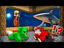 JJ and Mikey HIDE From TUNG TUNG TUNG SAHUR and TRALALERO TRALALA at NIGHT in Minecraft ?! - Maizen
