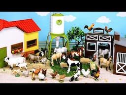 Build a Farm Diorama! Farmyard Animal Figurines - Cows Horses and Chickens