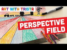 Easy perspective art lesson to teach the Element of Art space to create a textured field of flowers