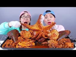 Seafood Boil Spicy Octopus Shrimp Mukbang DONA