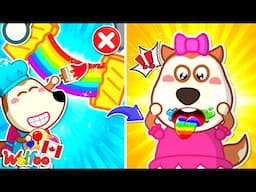 Giant Rainbow Candy ASMR!? 🤤 Don't Overeat ❌ Good Habits 🇨🇦 Wolfoo Kids Cartoon