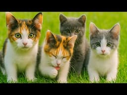 Calico kittens play with tiny cats - Kittens meow cutely with pigs, chickens, rabbits, and tigers