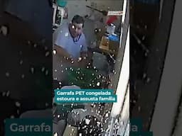 Garrafa PET congelada estoura e assusta família | #DomingoEspetacular #shorts