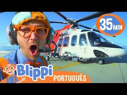 Blippi no Helicóptero dos Bombeiros | Melhores Episódios do Blippi | Vídeos Educativos para Crianças