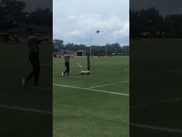Atlanta Falcons quarterback Michael Penix Jr. warming up for practice