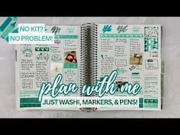 PLAN WITH ME | wkly spread with just washi, markers & a pen! 🩵 | feb. 24-mar. 2 | #makselifeplanner