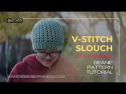 Crochet V-Stitch Beanie Pattern (Left-Handed) Tutorial