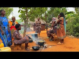 African village life/Cooking Village food Okra beef stew with Rice