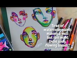 Tired of watercolor paints making a mess but still want those juicy, flowy blends?#portraitdrawing