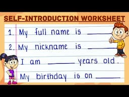 Self introduction worksheet in english for students | 20 Lines Self Introduction in English
