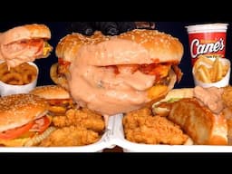 ASMR MUKBANG EXTRA CANES SAUCE BURGER KING BURGERS CHICKEN & FRIES | WITH CHEESE