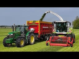 Gras hakselen, Claas Jaguar 940, John Deere 6m 220, Entjes B.V. Slochteren. 4K.