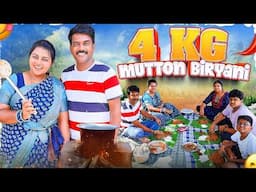 4KG Mutton Biryani on Firewood 🔥🍽️ Bakrid Feast with Family! இன்னைக்கு ஒரு புடி🥘  Karthikha Channel