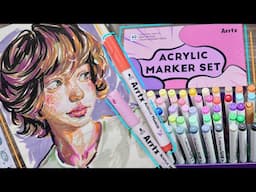 First time trying out the ARRTX Acrylic Markers: Full Review & Portrait Demo