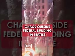 On 6/12/25 Rioters lit fires, assaulted police, and vandalized the outside of the Federal Building
