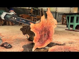 Watch A Carpenter Turn A Giant Tree Stump Into A Coffee Table For A More Relaxing Garden