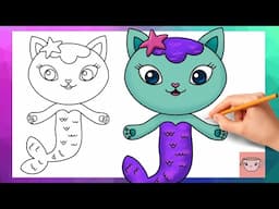 How To Draw MerCat from Gabby's Dollhouse | Easy Drawing Tutorial