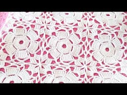 CROCHET EASY Flower Square Motif #14 How to join motifs