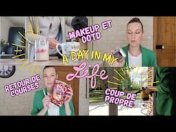 VLOG : Ma routine du matin, make-up et tenue du jour, ménage, retour de courses et résultat portes.