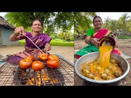 Katharikai Koottu Kulambu | Egg Omelet Curry and Roasted Tomato Chutney | Side Dish Recipes