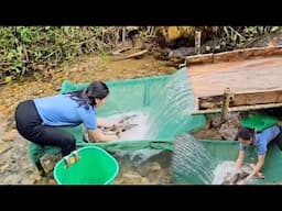The girl unexpectedly caught a large haul of fish