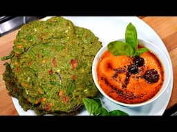HIGH PROTEIN DELICIOUS VEGAN MEAL | MOONG BEAN PANCAKES WITH SESAME TOMATO DIP