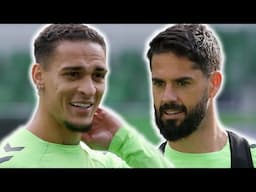Antony and Isco ALL SMILES as Real Betis train ahead of Conference League final