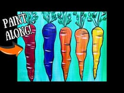 EP 238 - 'Colorful Carrots' easy Easter spring themed acrylic painting tutorial for beginners