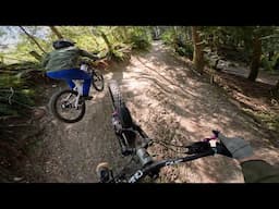 He Rides a Downhill Bike for the first time! Could not believe the difference!