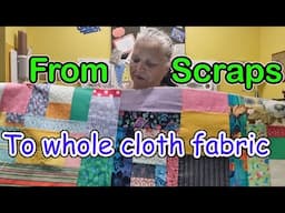 Huge scrap buster. Salvaging old fabric scraps and stabilisers to make whole new fabric pieces