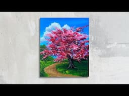 How to paint a cherry blossom tree with acrylics - 137