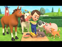 Funny Farm Animals Eat Fruits! 🍉🐑🐴 Learn Colors & Animal Sounds for Kids | Children Nursery Rhymes