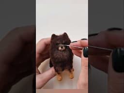 The final process of making Pomeranian dog sculpture 🐩 #needlefelting #dog #dogcraft #pomeranian