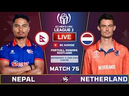 Nepal Vs Netherland Icc Wcl2 Match Live Score & Commentary | NEP VS NED 75TH | Nepal Batting Inning