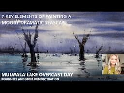 LOOSE WATERCOLOR PAINTING Atmospheric Lake Muwala
